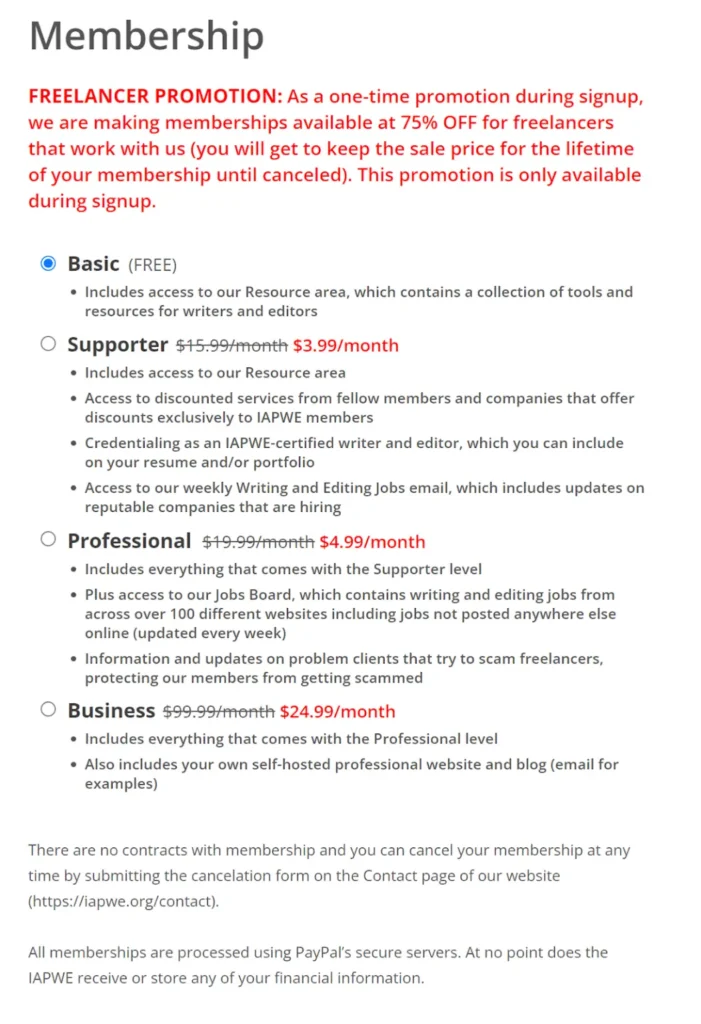 IAPWE membership plans